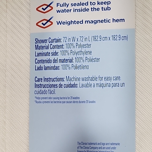 NWT Clorox White Fabric Shower Curtain - Picture 5 of 6